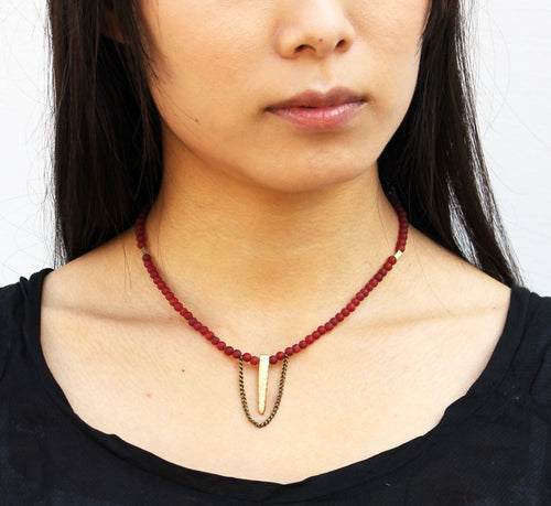 Rosa Necklace - Red Agate Necklace - MERCe
