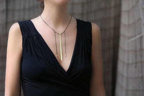 Simple Necklace - Minimalist Necklace with Brass Strip - MERCe