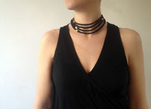 Load image into Gallery viewer, Vuelta Necklace - 4 Strand Black Onyx Long Necklace - MERCe
