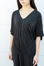 Load image into Gallery viewer, Cometa Long Necklace - Onyx, Pyrite and Lava Lariat Necklace - MERCe
