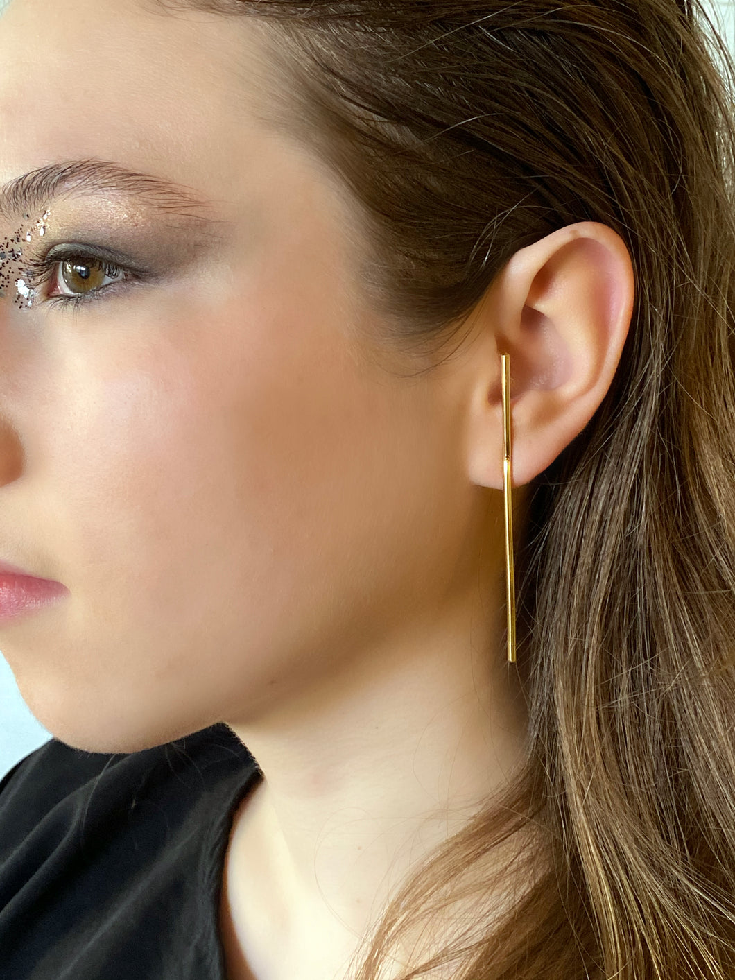 Rayo Earrings - Minimal Golden Strip Earrings