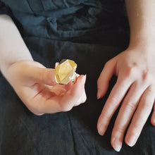 Load and play video in Gallery viewer, Chata Gold Ring - Big Stone Gold Coated Ring
