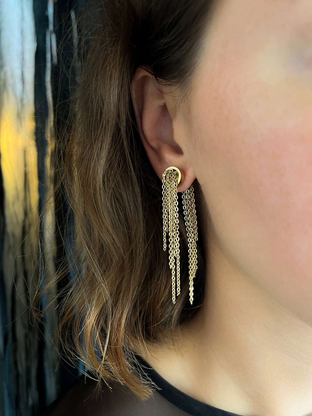 Bora Gold Earrings - 24k Gold Plated Tassel Double Sided Earrings