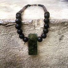 Load image into Gallery viewer, Croma Necklace - Beaded necklace with Labradorite and Lava - MERCe
