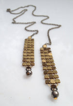 Load image into Gallery viewer, Open Necklace - Open Statement Necklace with Brass Chainmail - MERCe
