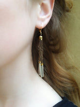 Load image into Gallery viewer, Antique Brass Chandelier Chain Tassel Earrings - MERCe
