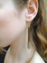 Load image into Gallery viewer, Antique Brass Chandelier Chain Tassel Earrings - MERCe
