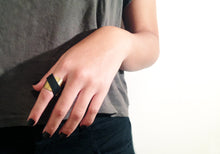Load image into Gallery viewer, 3 Finger Leather and Bronze Ring - MERCe
