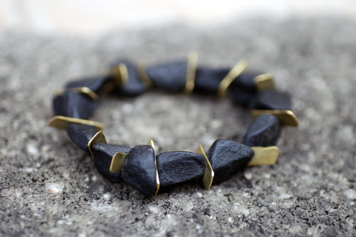 Edge Onyx Bracelet - Raw Black Onyx Bracelet - MERCe
