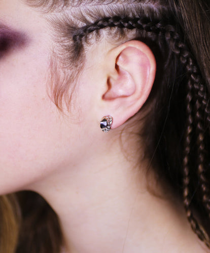 Quartz Silver Earrings - Sterling Silver Nugget Stud Earrings - MERCe