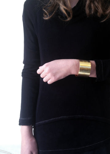 Ronda Bracelet - Wide Round Bronze Cuff Bracelet - MERCe